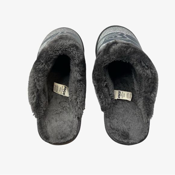 Foco Womens L Seattle Seahawks Glitter Moccasin Slipper Open Back Faux Fur Fuzzy - Picture 7 of 11